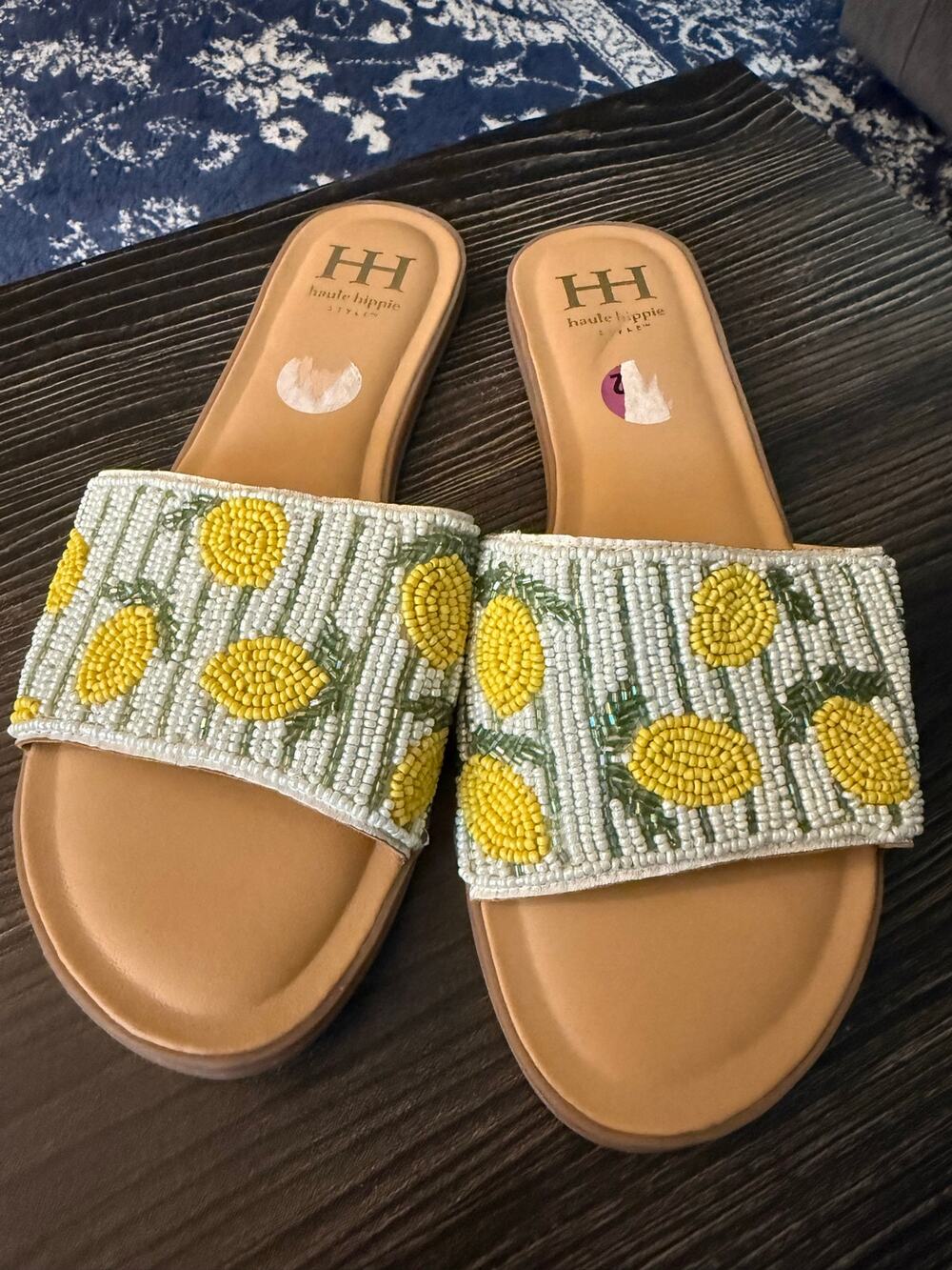Haute Hippie Lemon Beaded Slide Sandals Sz. 8.5